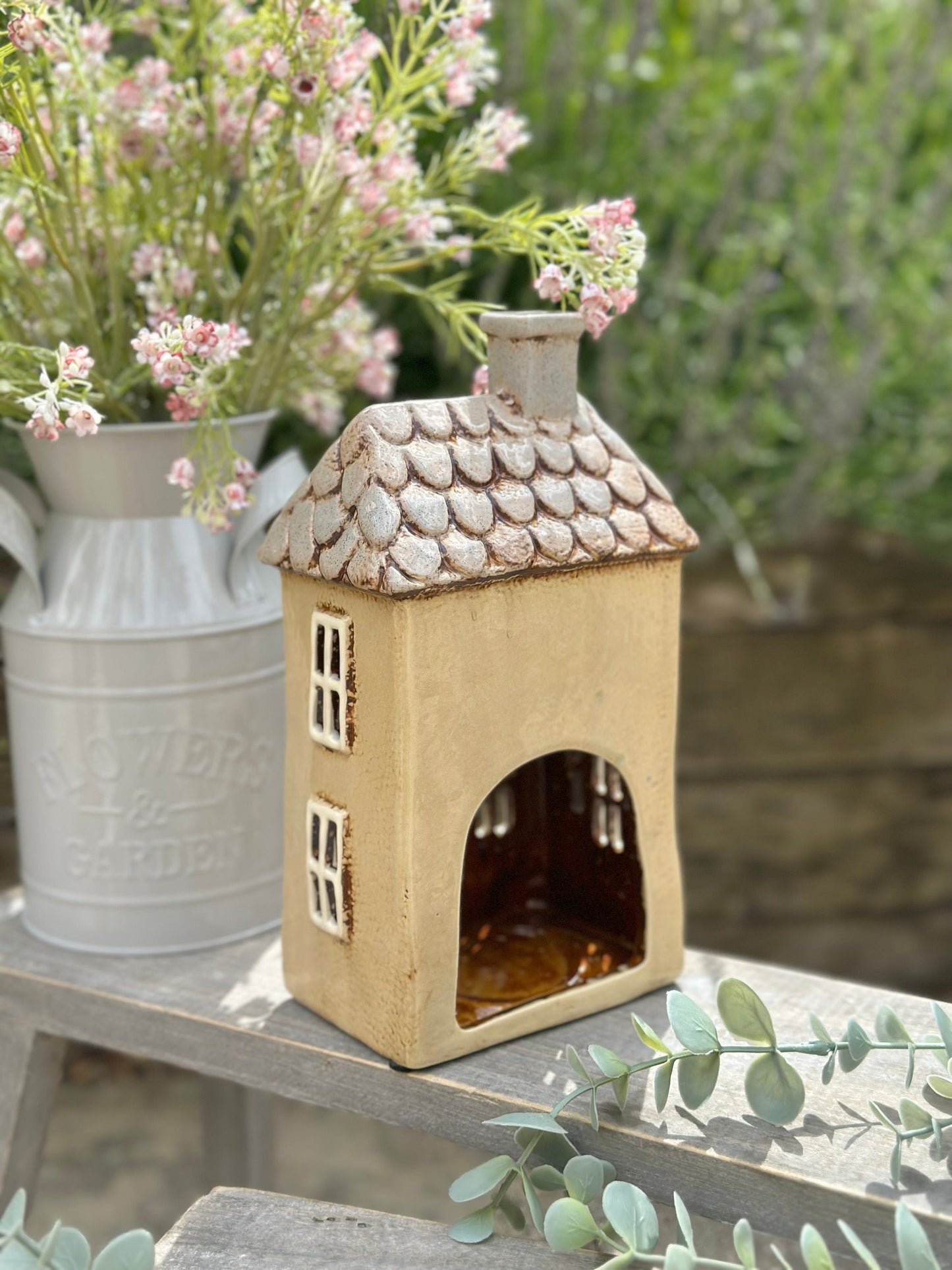 Cream Traditional Village Garden House Candle Holder
