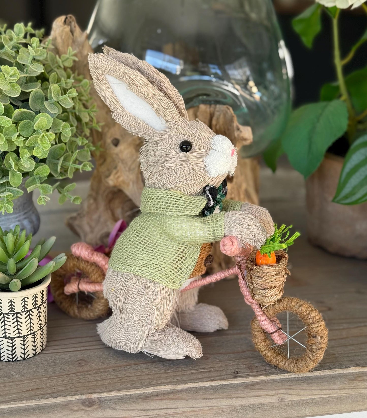 Bristle Bunny on a Bicycle and Wicker Basket