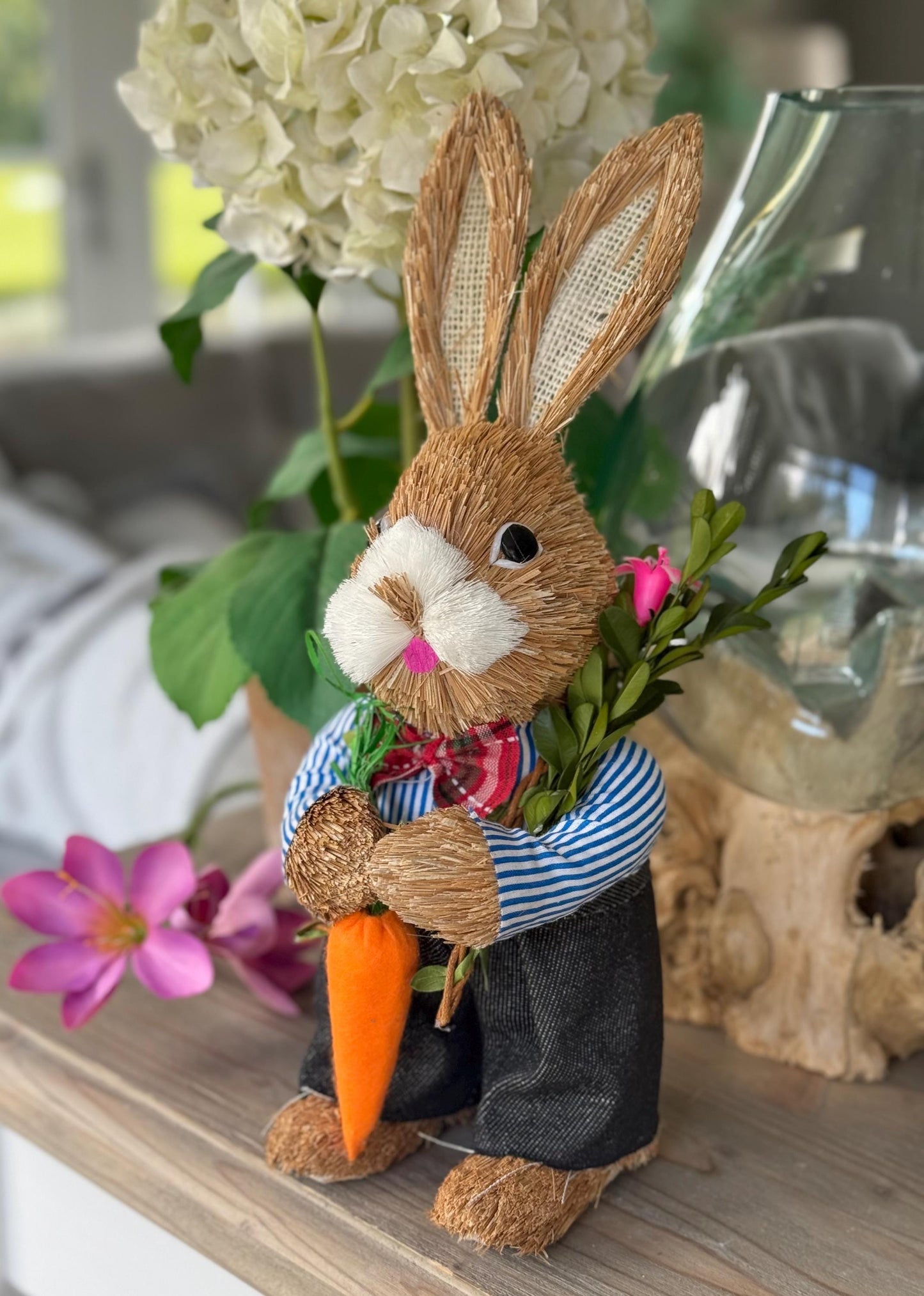 Mr and Mrs Bristle Bunny with Carrot/Basket - Sold Individually