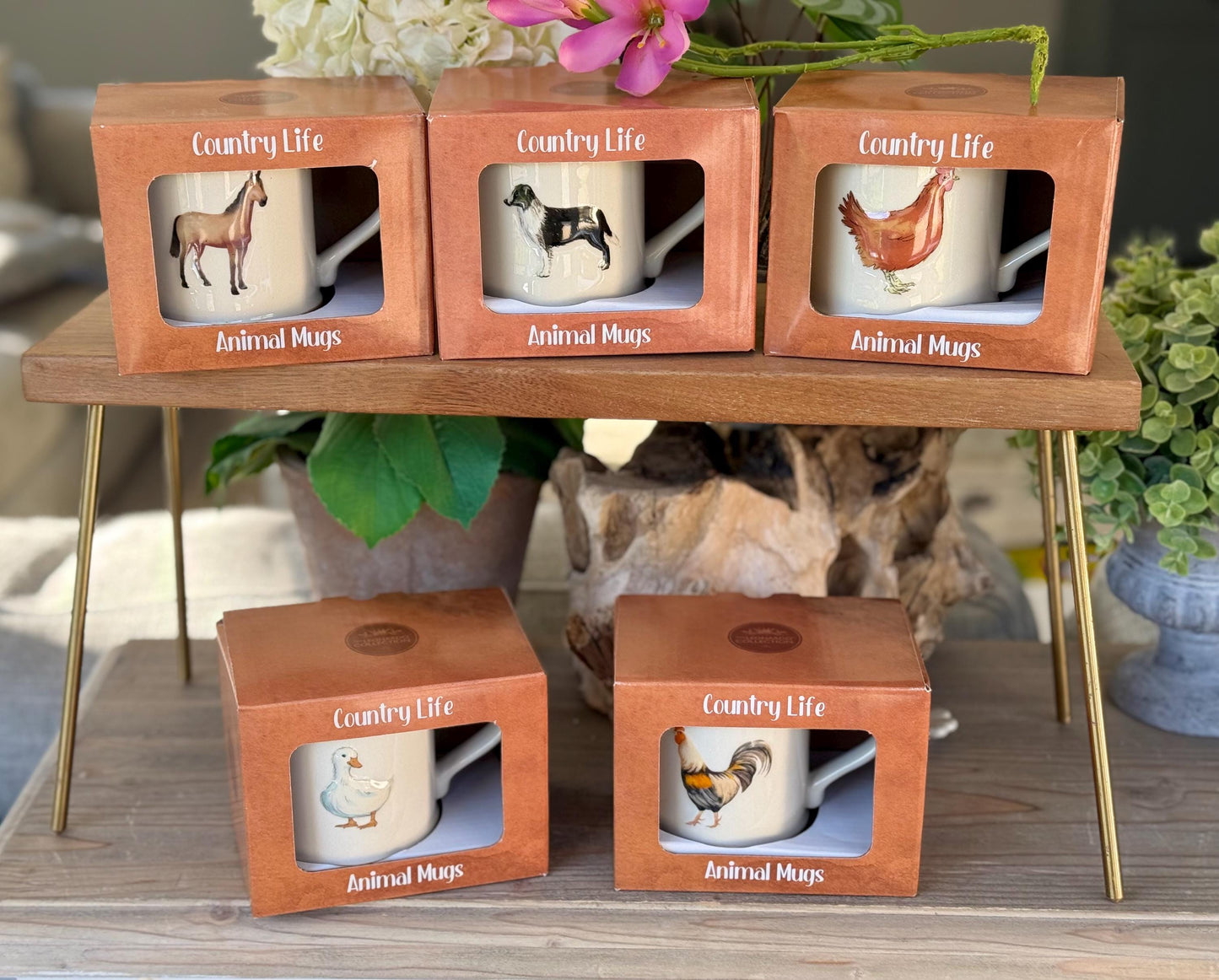 NEW Stoneware Embossed Mug - Horse, Hen, Cockerel, Duck, Dog