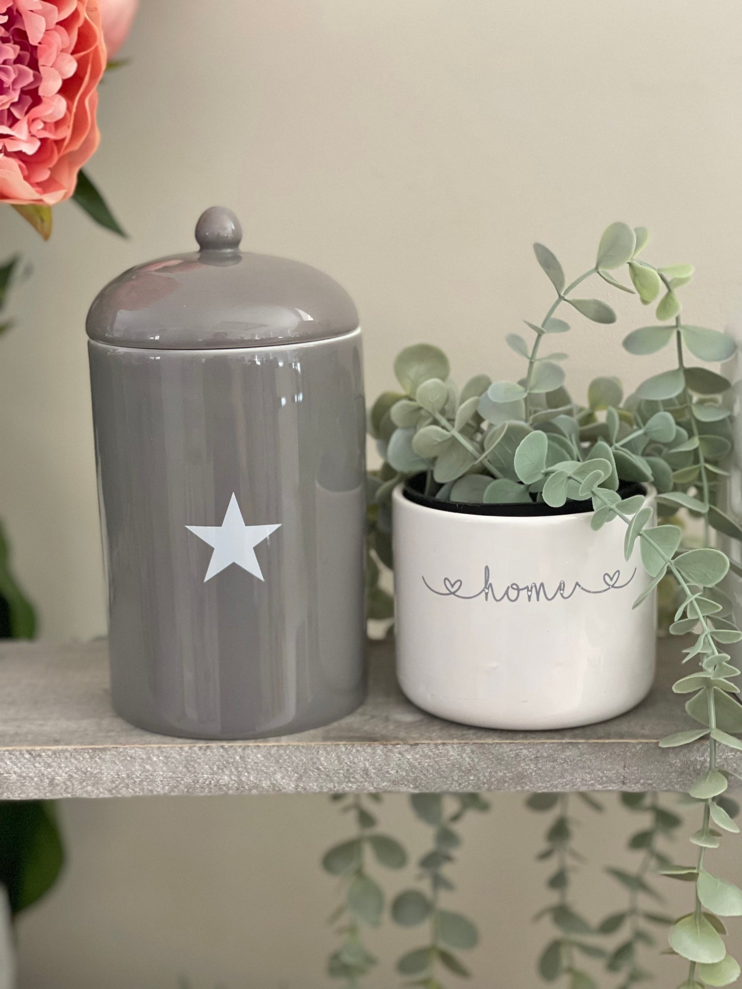 Grey Porcelain Storage Jars with Hearts / Stars