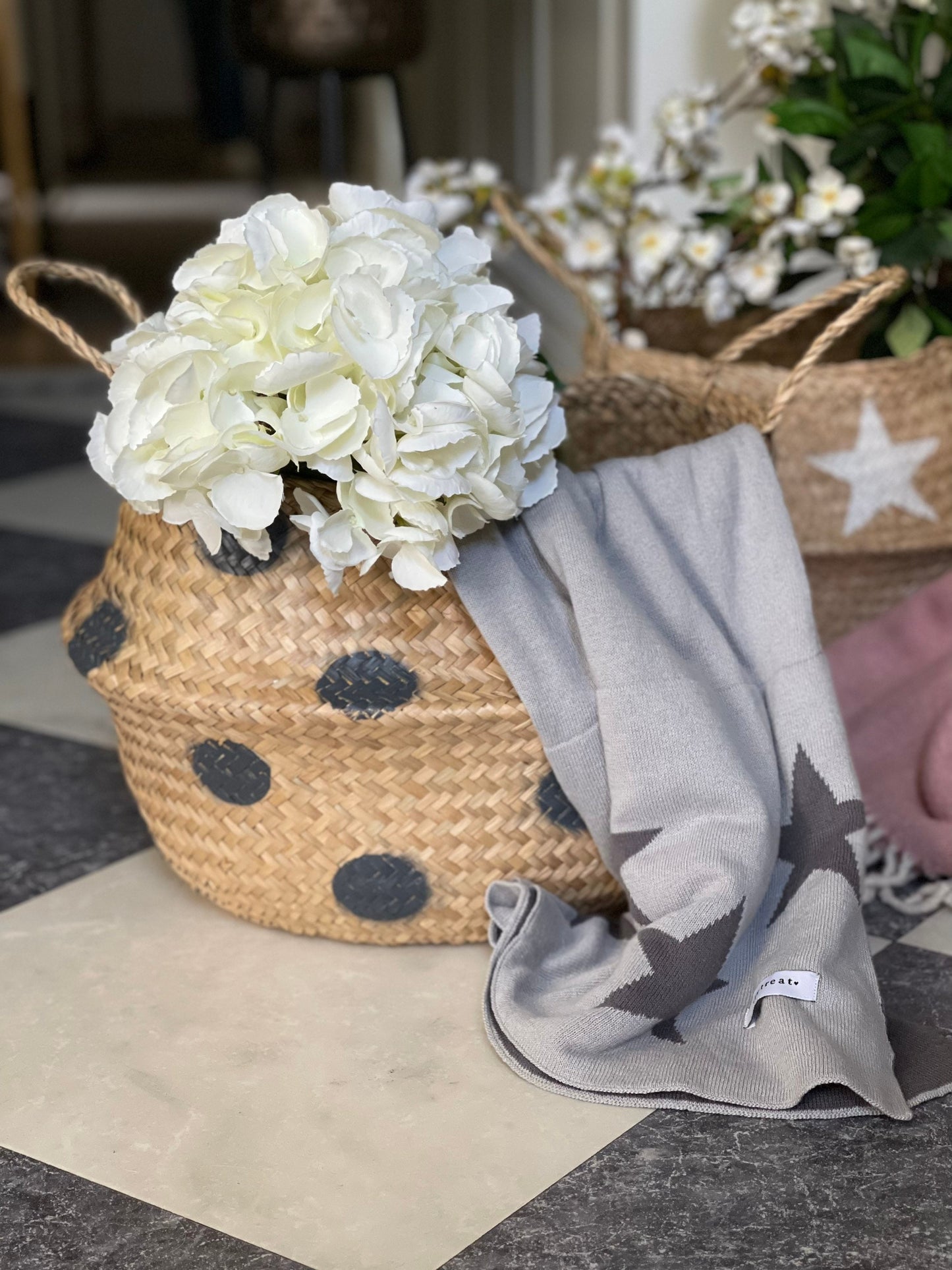 Seagrass Grey Spot Basket