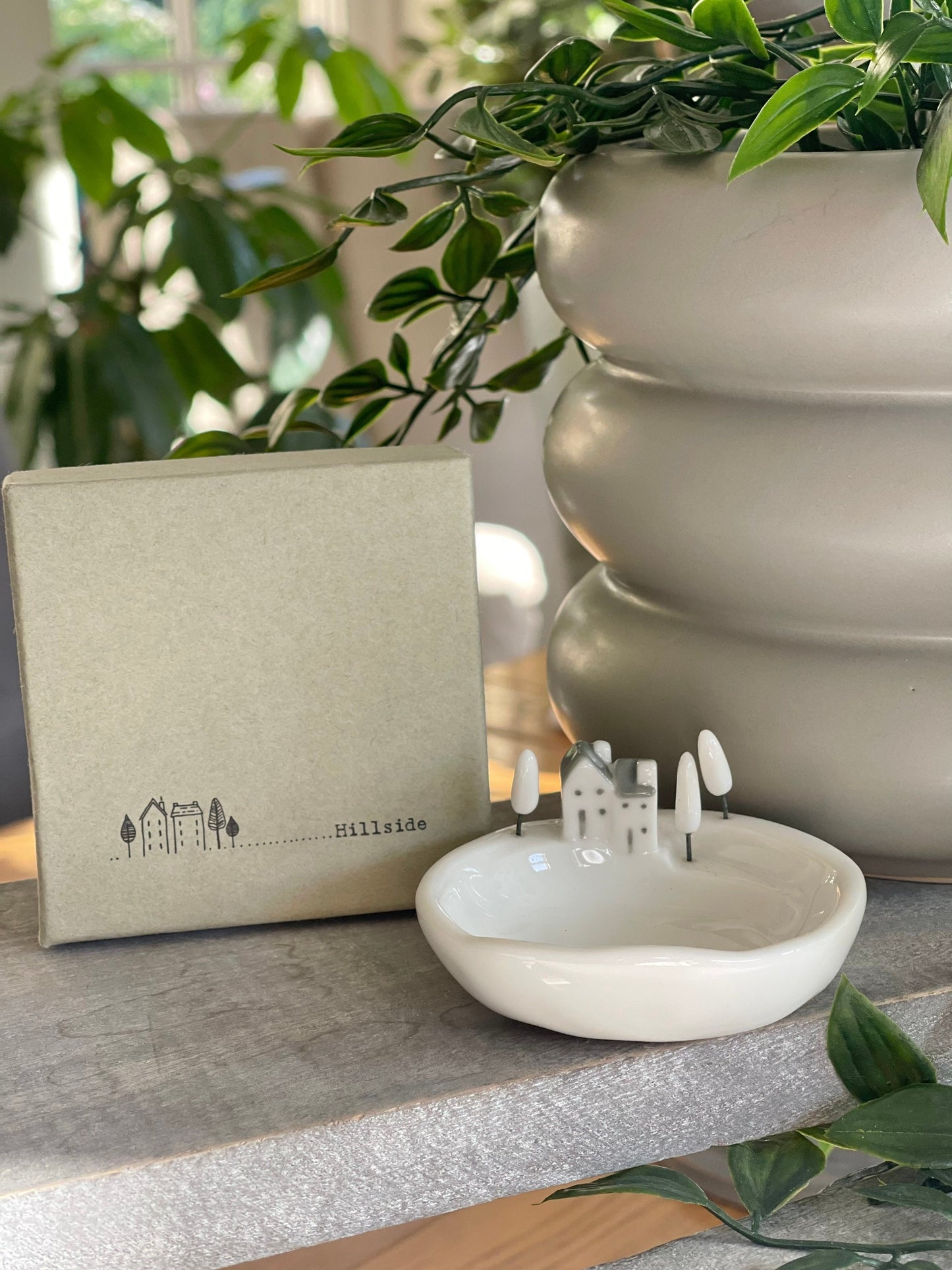 Little houses on a Hillside Trinket Dish with Box