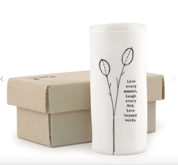 East of India Porcelain Vase - Live every moment