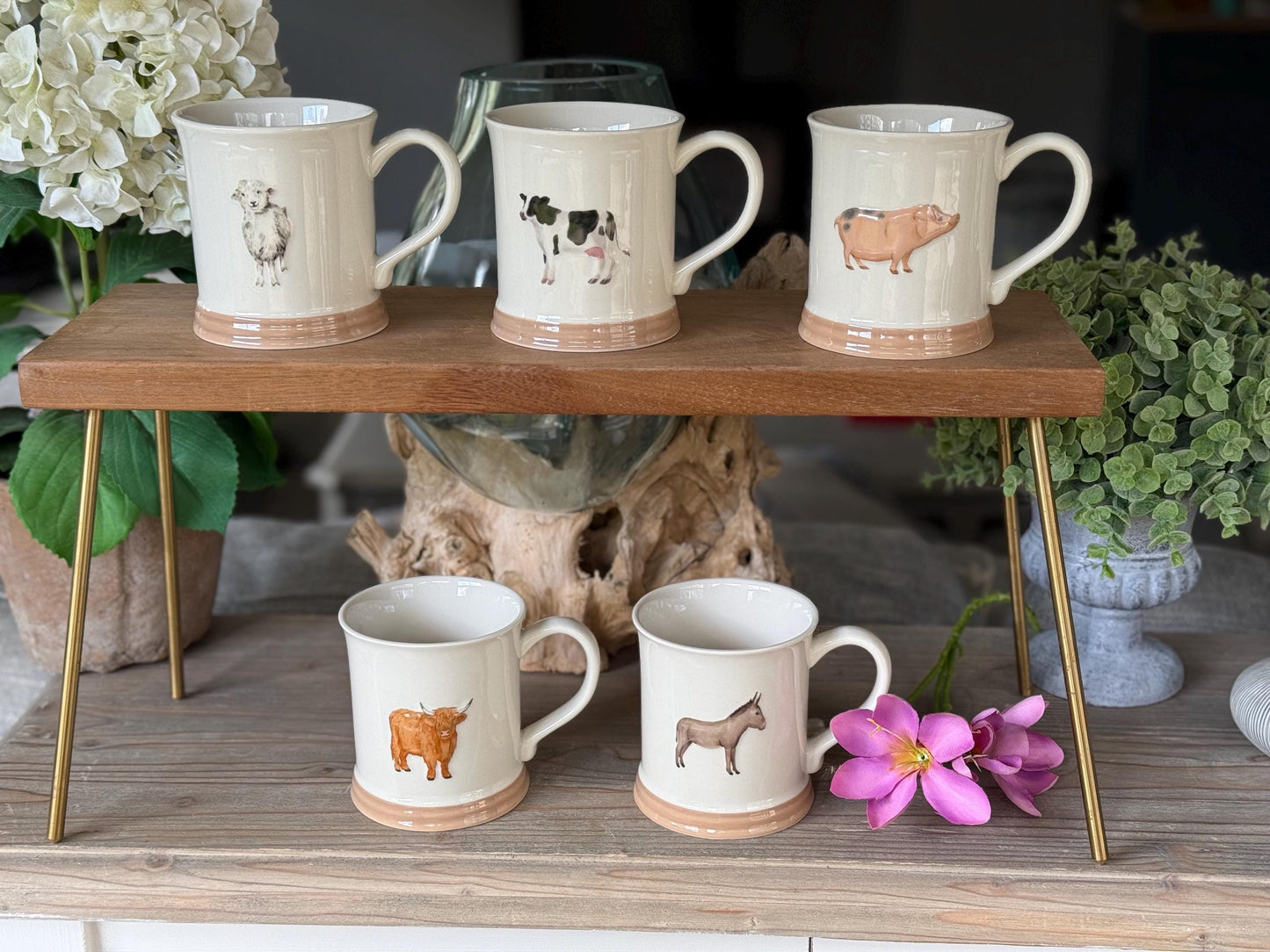 NEW Stoneware Embossed Mug - Sheep, Cow, Pig, Highland Cow and Donkey