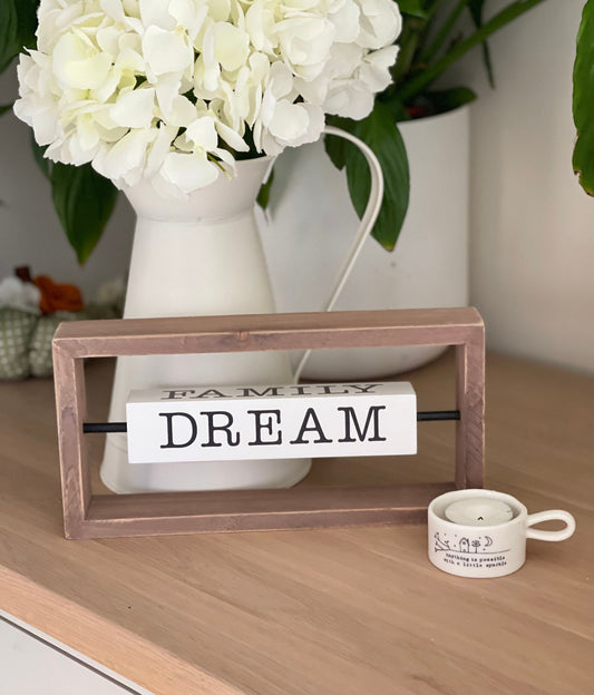 Love Gather Family Dream 4-Sided Turnable Wood Tabletop Sign