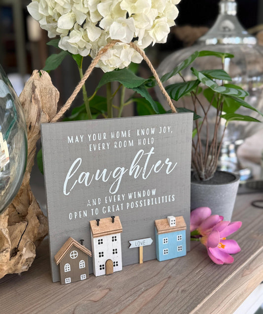 Grey Wooden Home Sign 'May Your Home Know Joy.