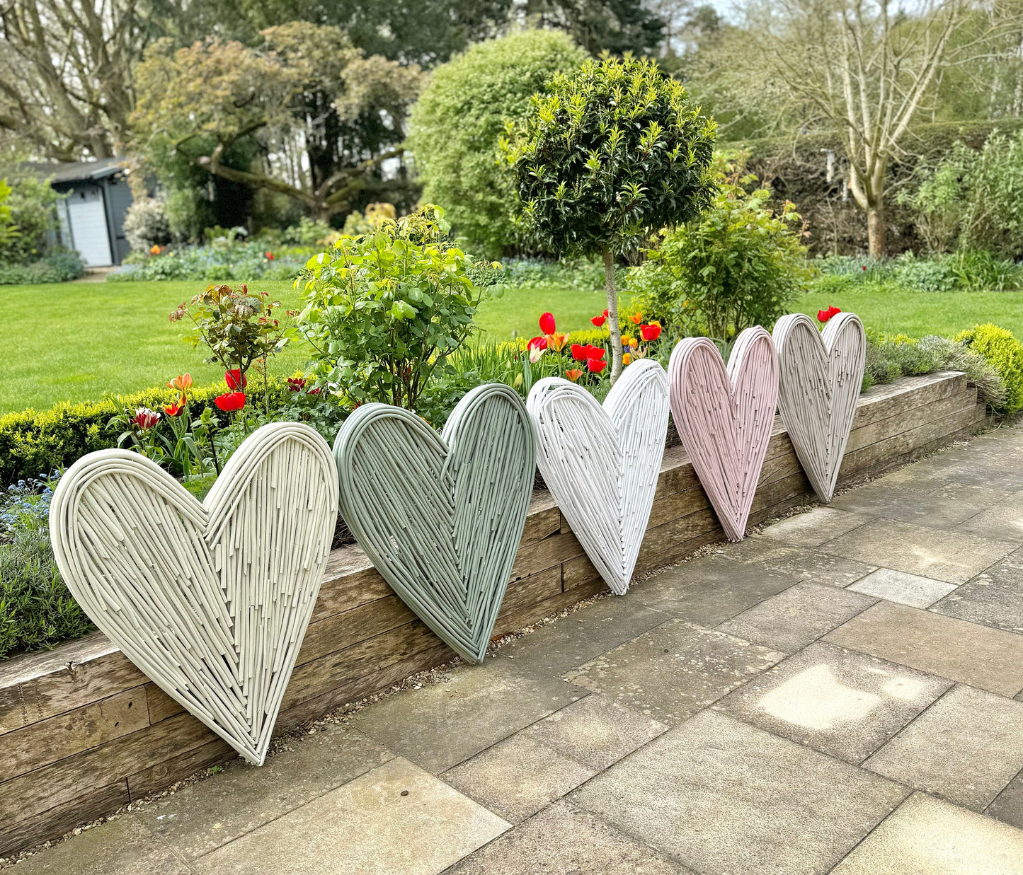 Hand Painted Large White Wicker Heart - 85cm