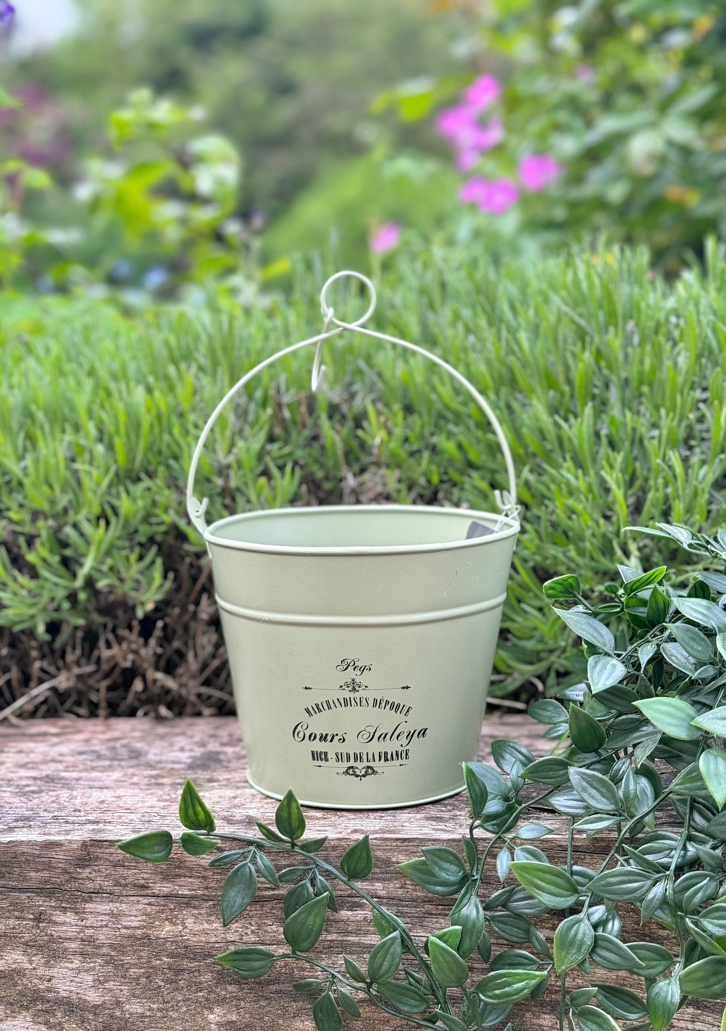 Vintage Peg/Planter Bucket With Handle - 3 Colour Options