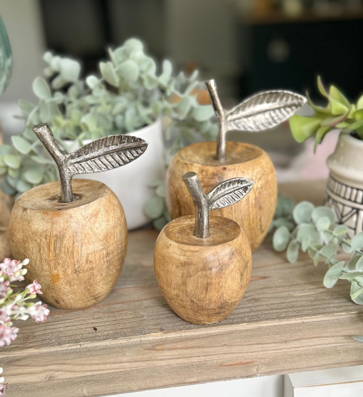 Solid Wooden Apples - Set of 3