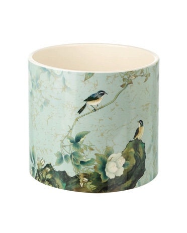 Parlane Ceramic Roses Planter - Eau De Nil