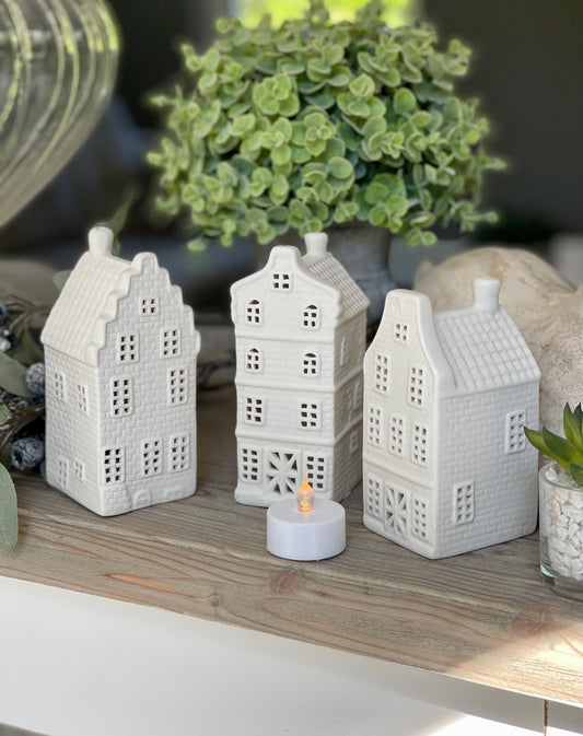 Porcelain White House Light Houses - 3 Design Options