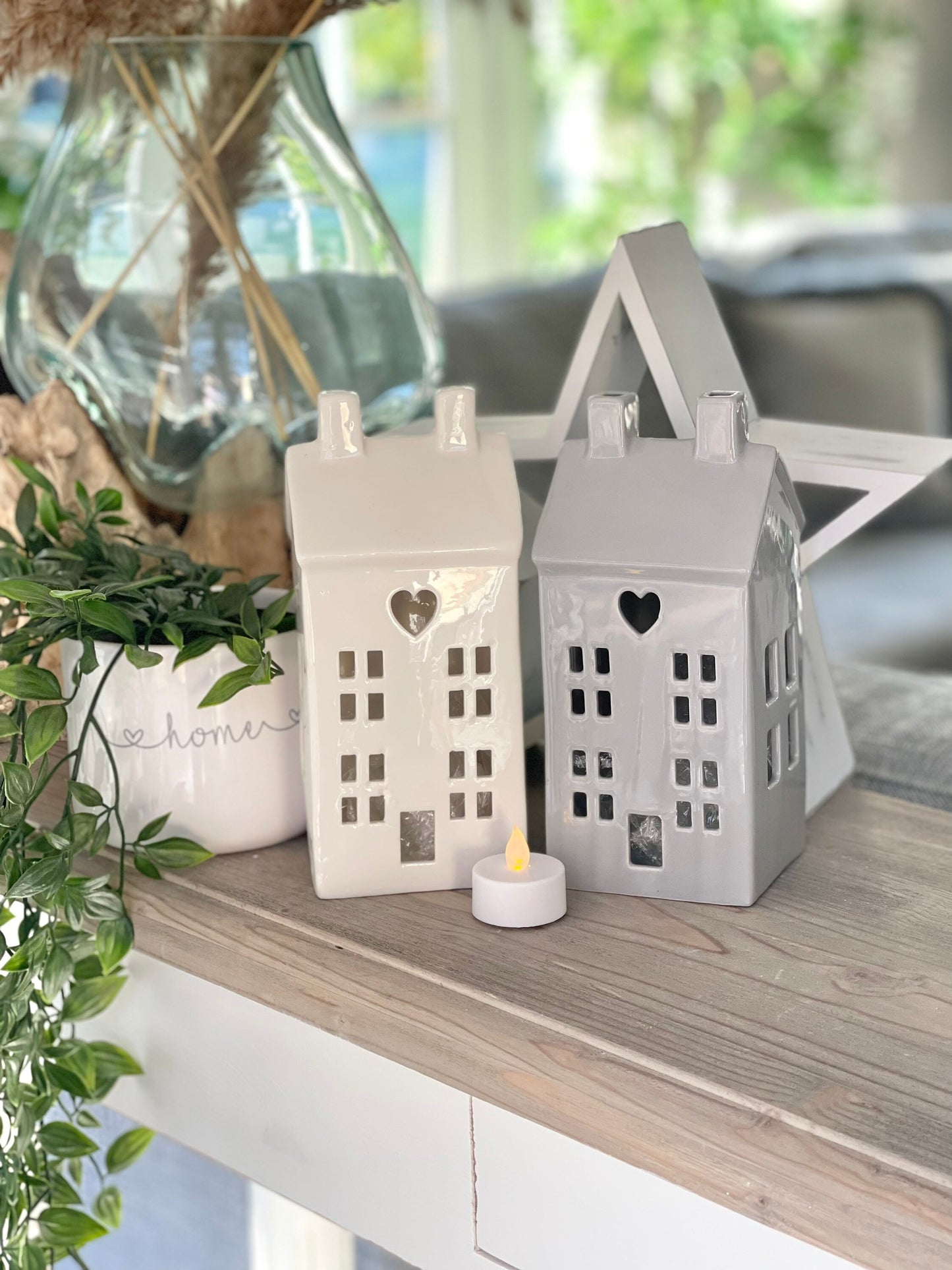 Large Ceramic LED Heart House - 2 Colours Available