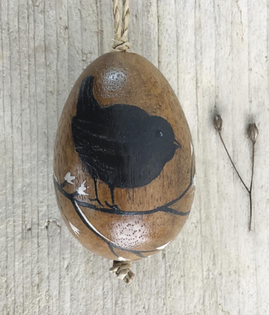 Wooden Painted Wild Bird Hanging Egg - 5 Options Available