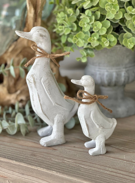White Rustic Standing Ducks - Available in 2 sizes