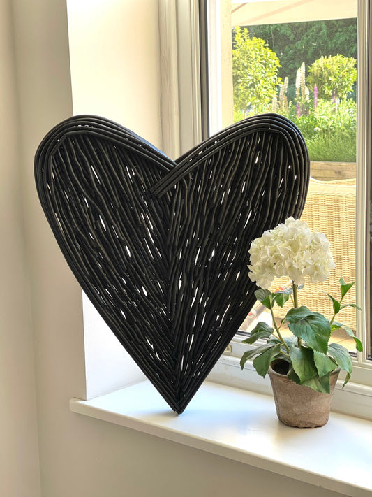 Large Black Wicker Heart- 85cm