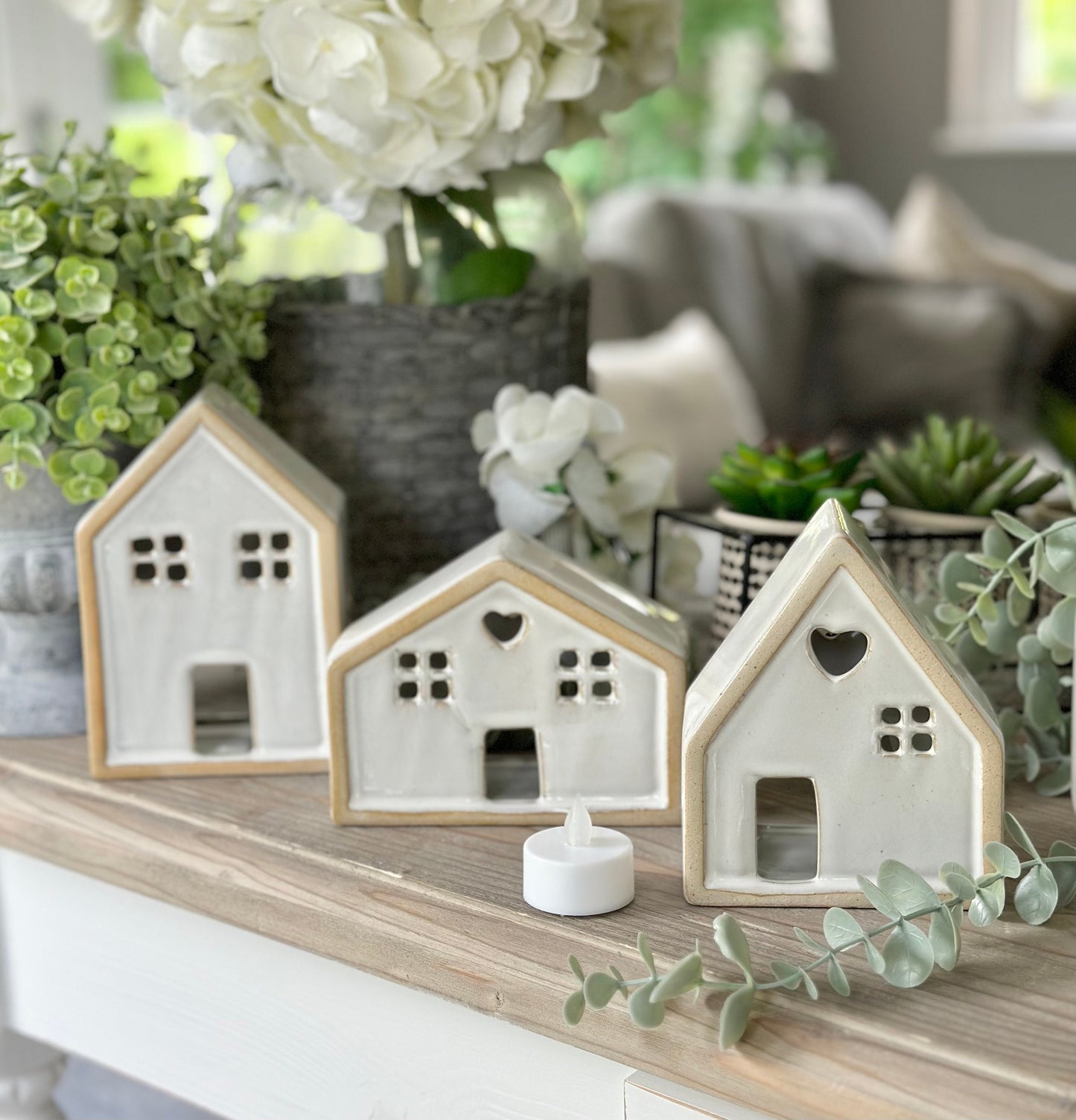 Ceramic LED Heart Cottages - 3 Sizes Available