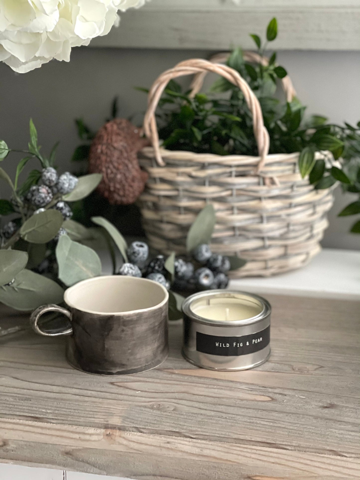 East of India Handled Candle Holder-Black Wash