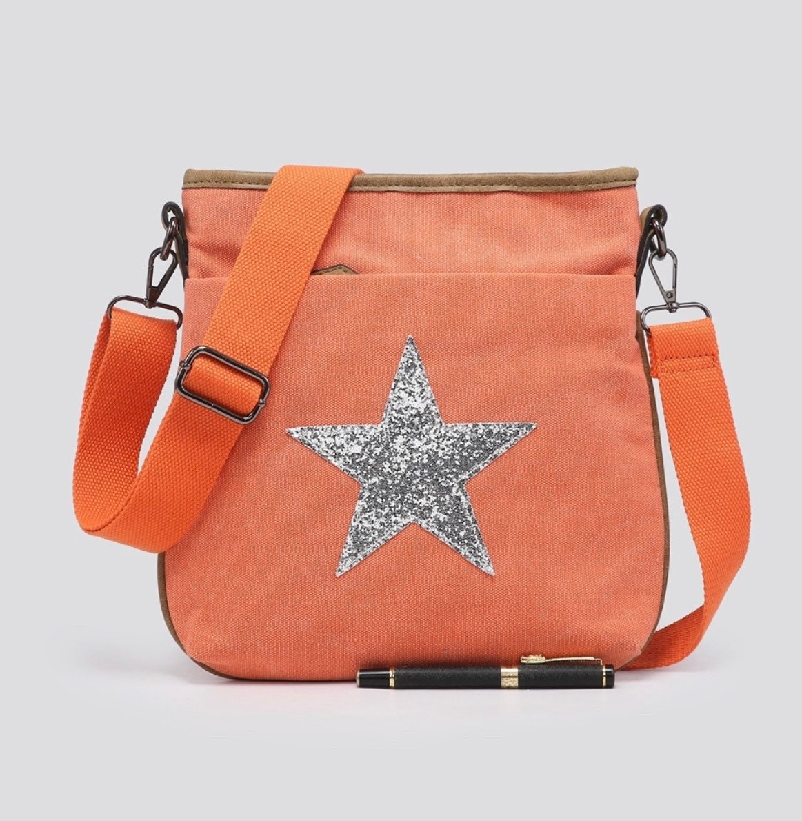 Flat Star Cross Body Messenger Bag - Orange