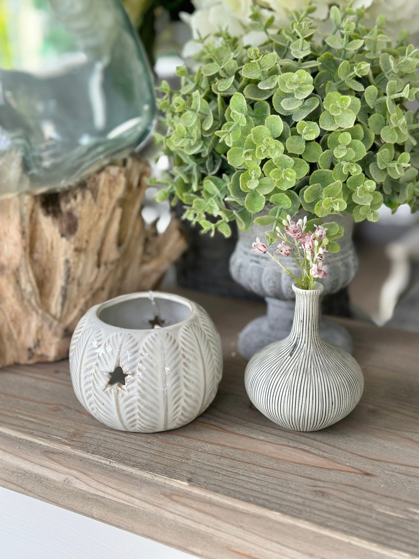 White Star Cut Glazed Lantern