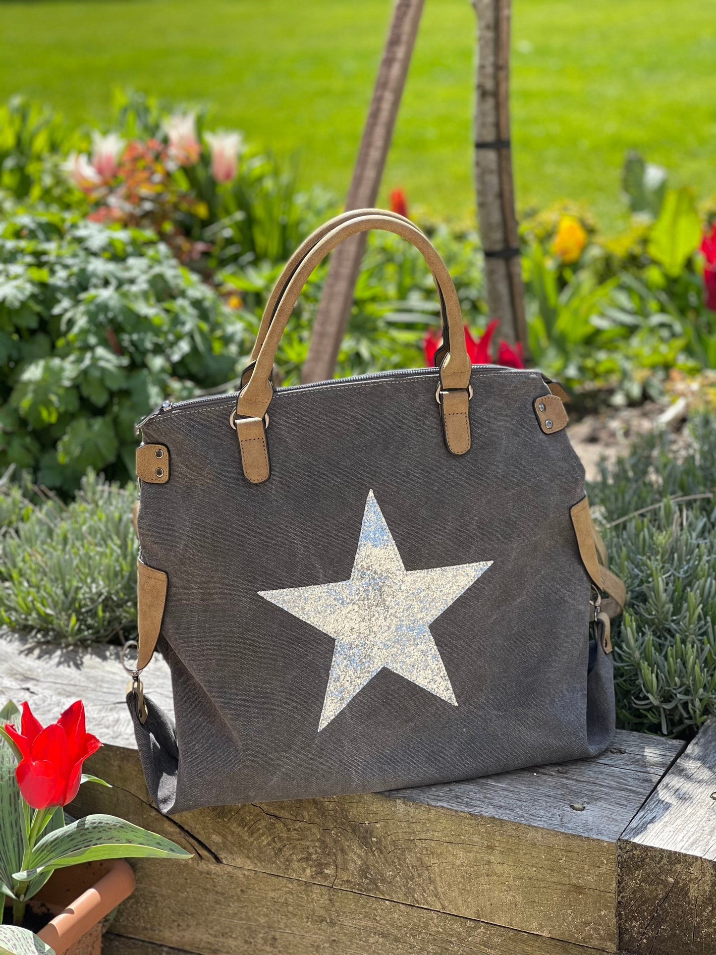 Canvas Star Bag - Dark Grey