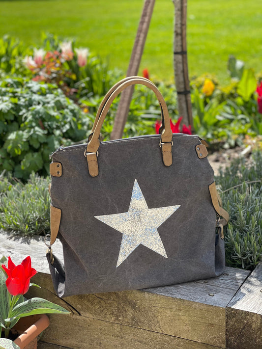 Canvas Star Bag - Dark Grey