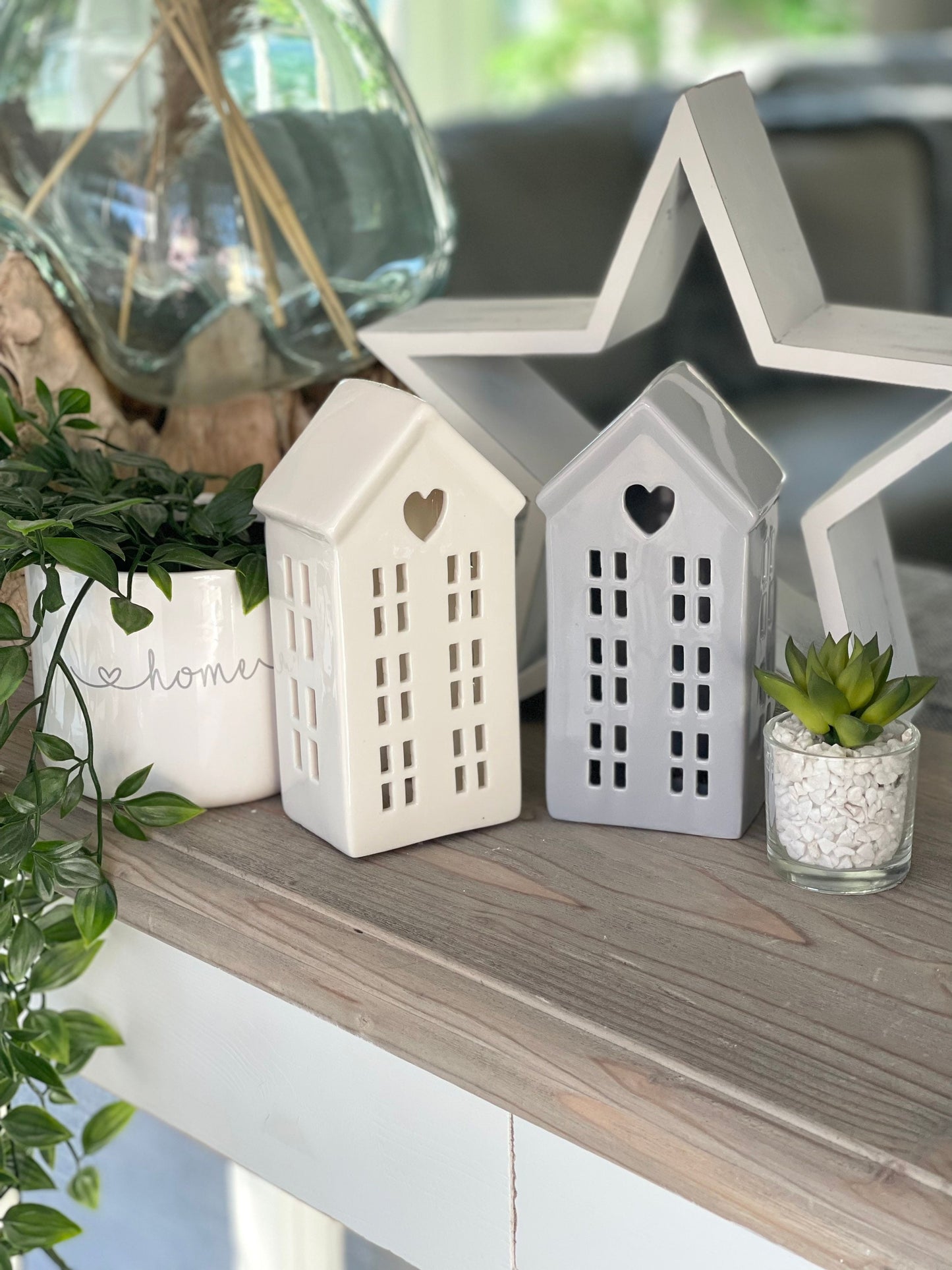 Tall Ceramic LED Heart House - 2 Colours Available