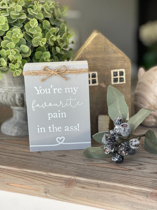 Funny Sign ‘You’re my favourite pain in the ass’.