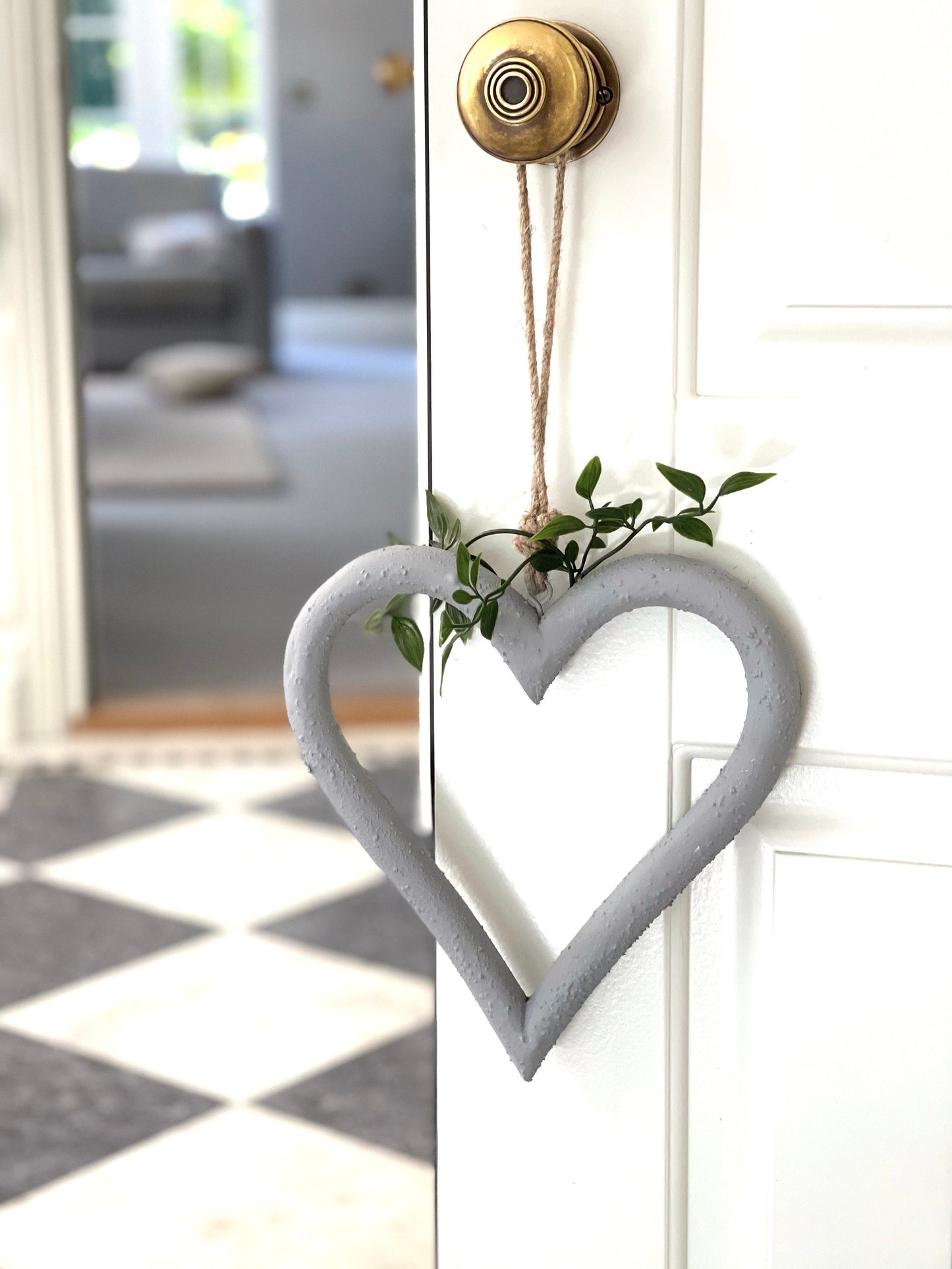 Grey Wooden Heart Hanging Decoration