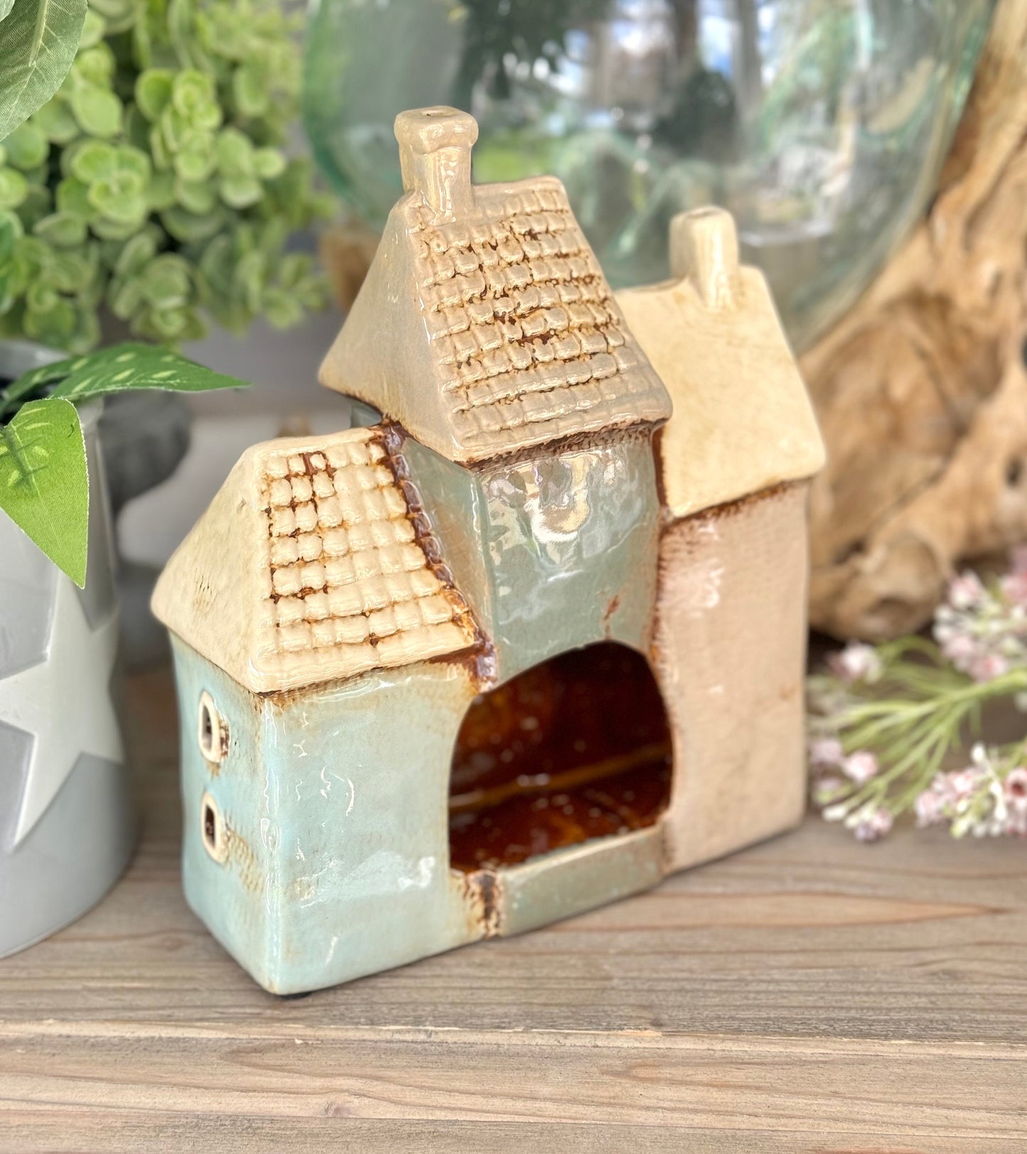 NEW! Tiled Three Houses Tealight Holder