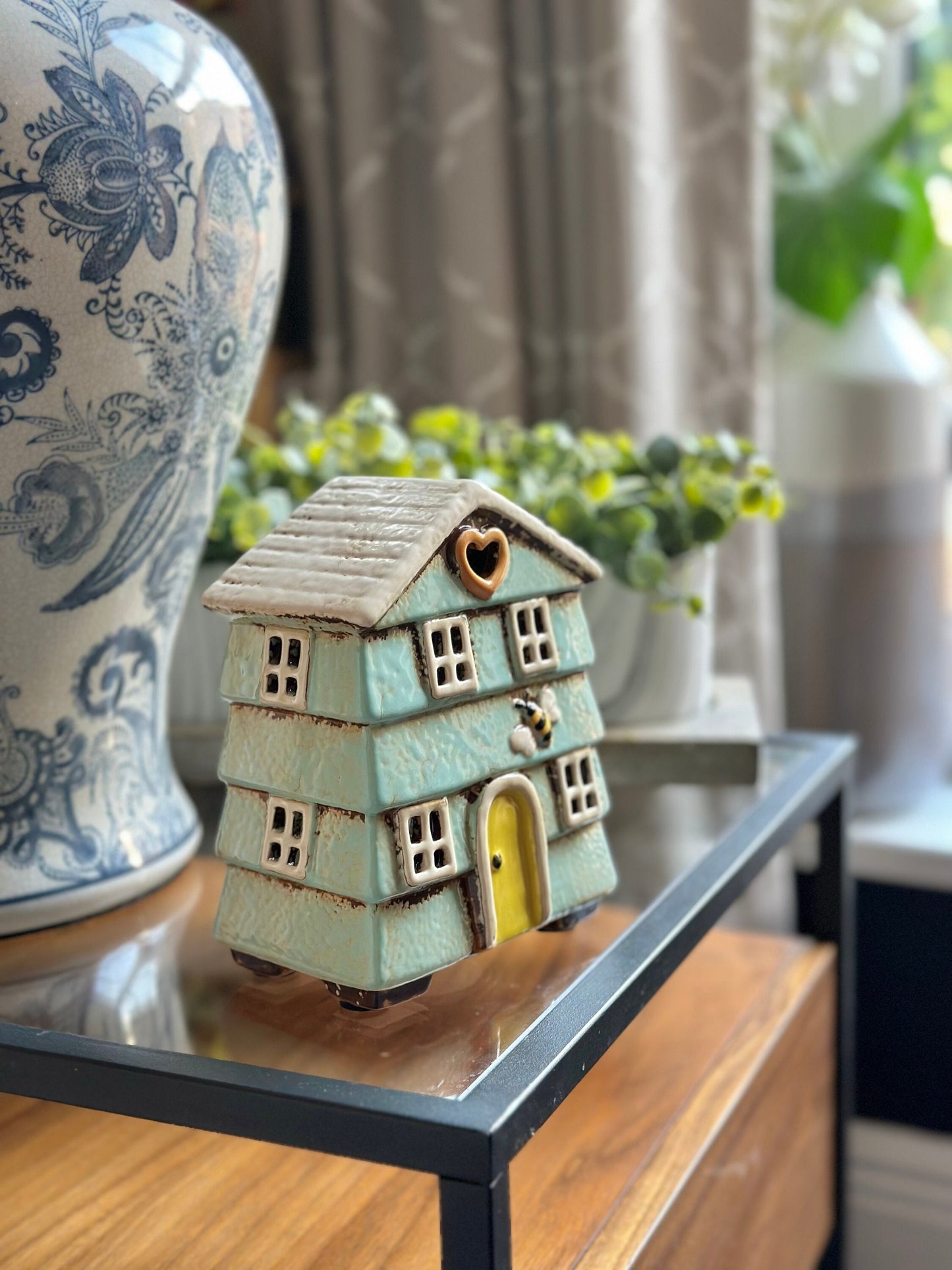 Ceramic Beehive House Aqua Tea light