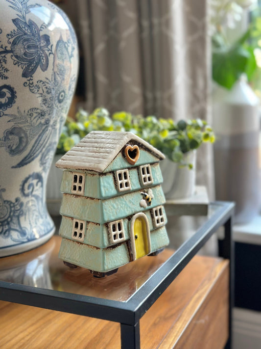 Ceramic Beehive House Aqua Tea light