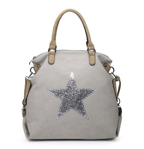 Canvas Star Bag - Light Grey
