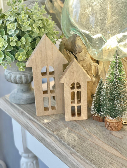 Set of 2 Wooden Houses