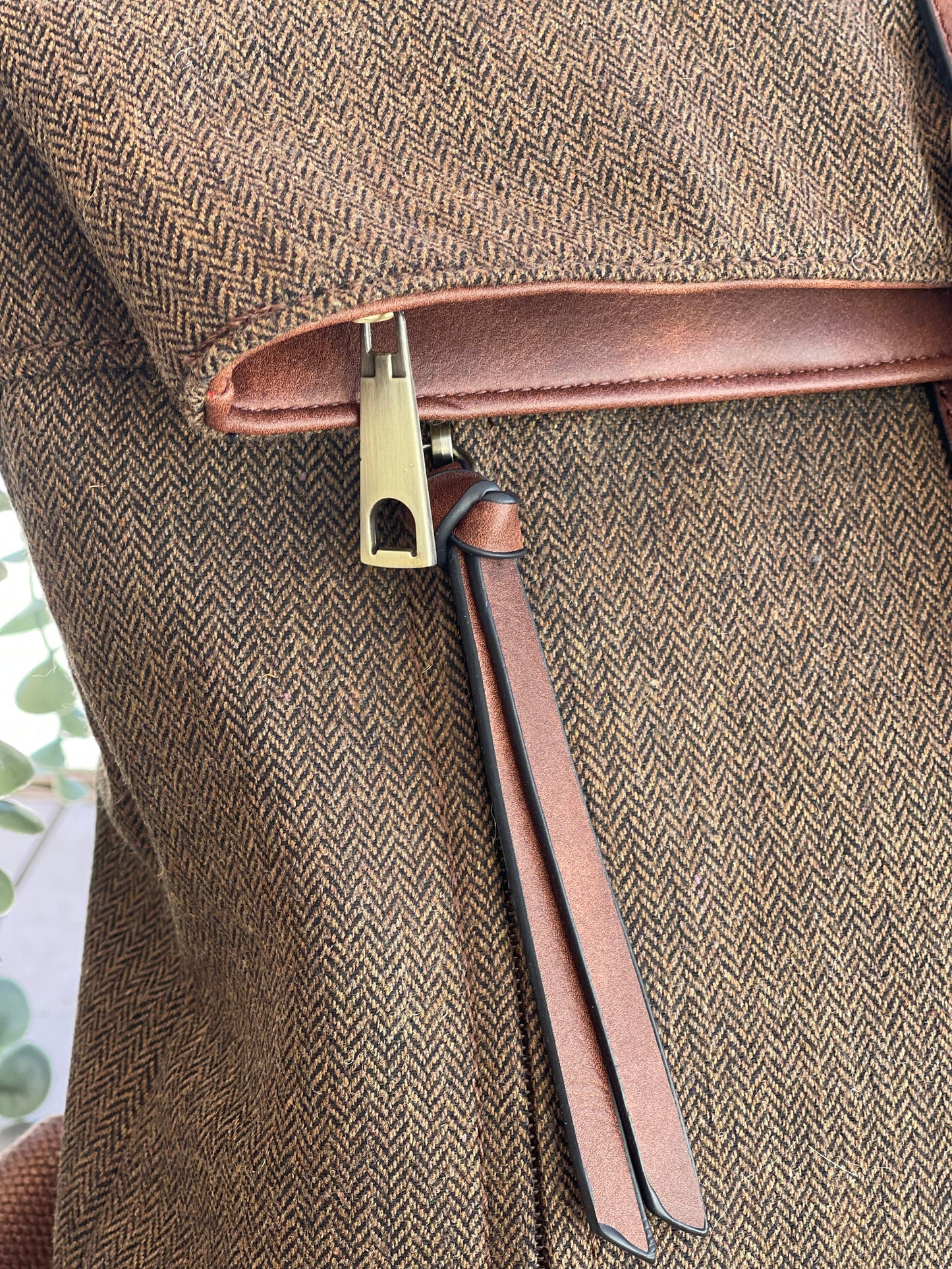 Dark Taupe Herringbone Rucksack