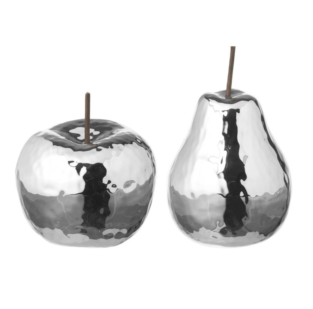 Ceramic Chrome Apple/Pear Decoration.  Sold Individually