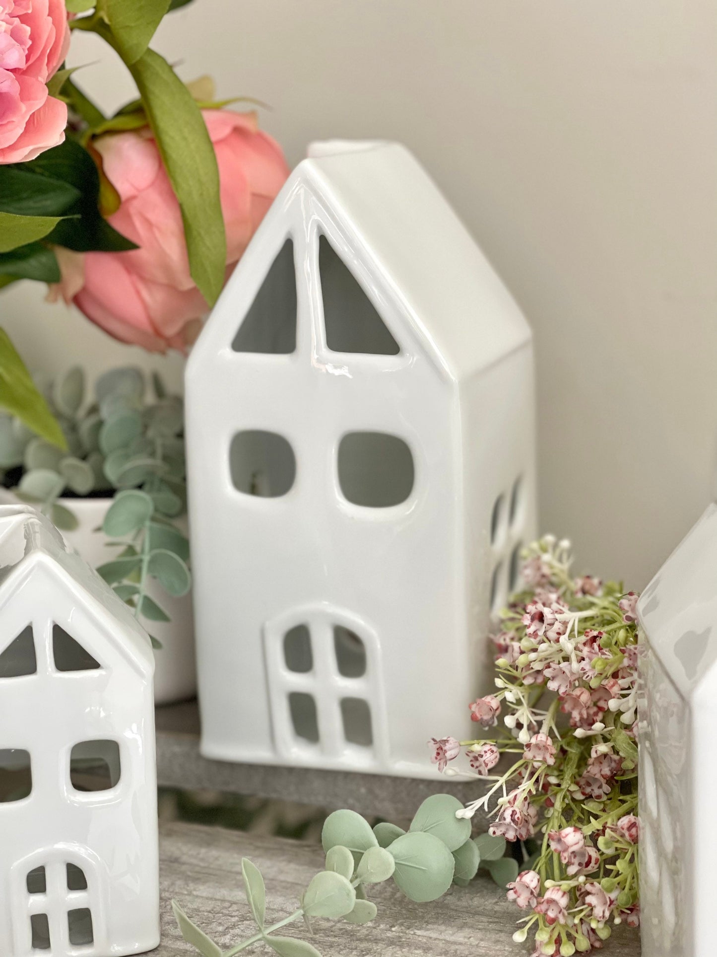 Ceramic White Glazed Houses - 3 Sizes Available