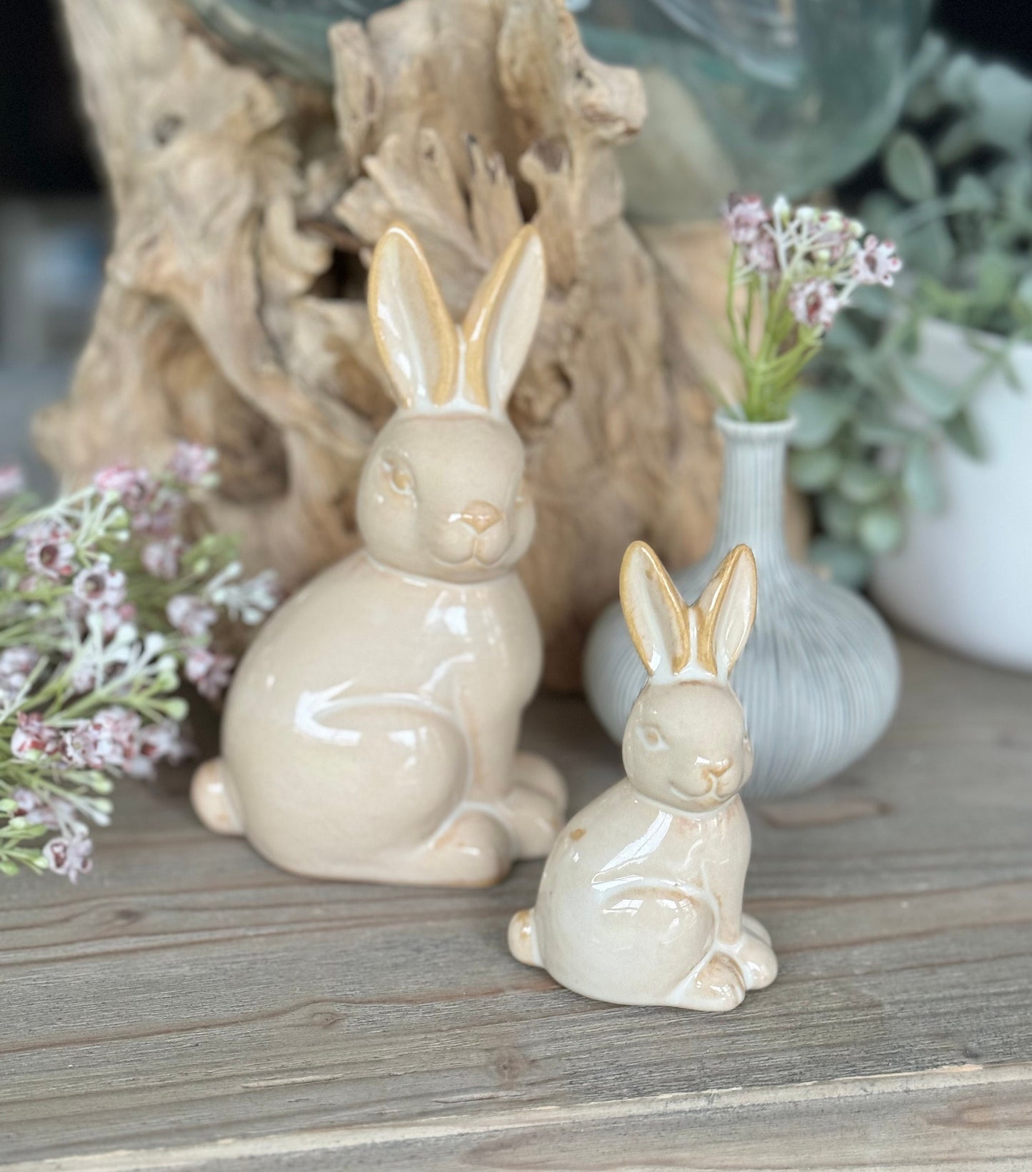 Natural Glossy Bunny Rabbits - 2 Sizes Available.