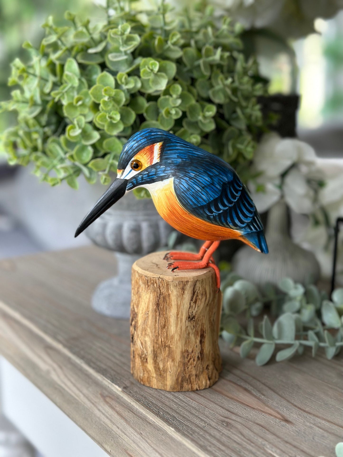 Gorgeous Carved Wooden Kingfisher