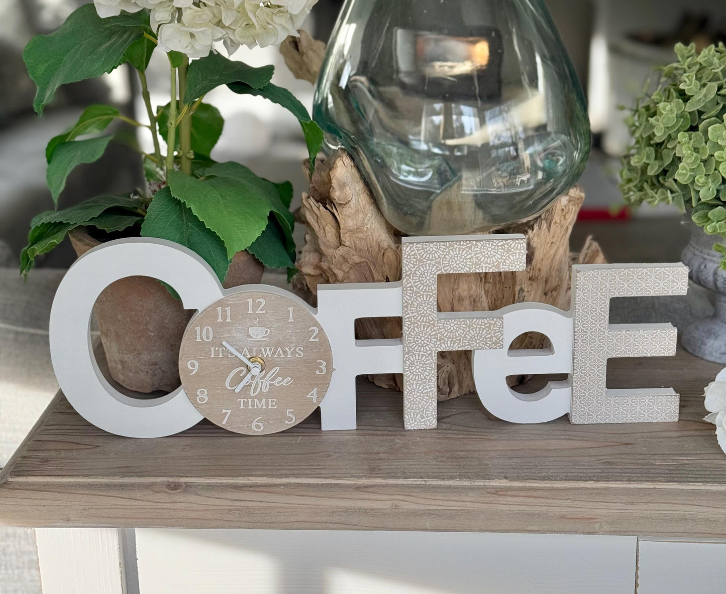 Wooden Coffee Clock Decor