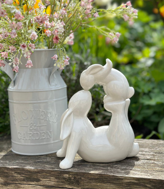 White Kissing Bunnies