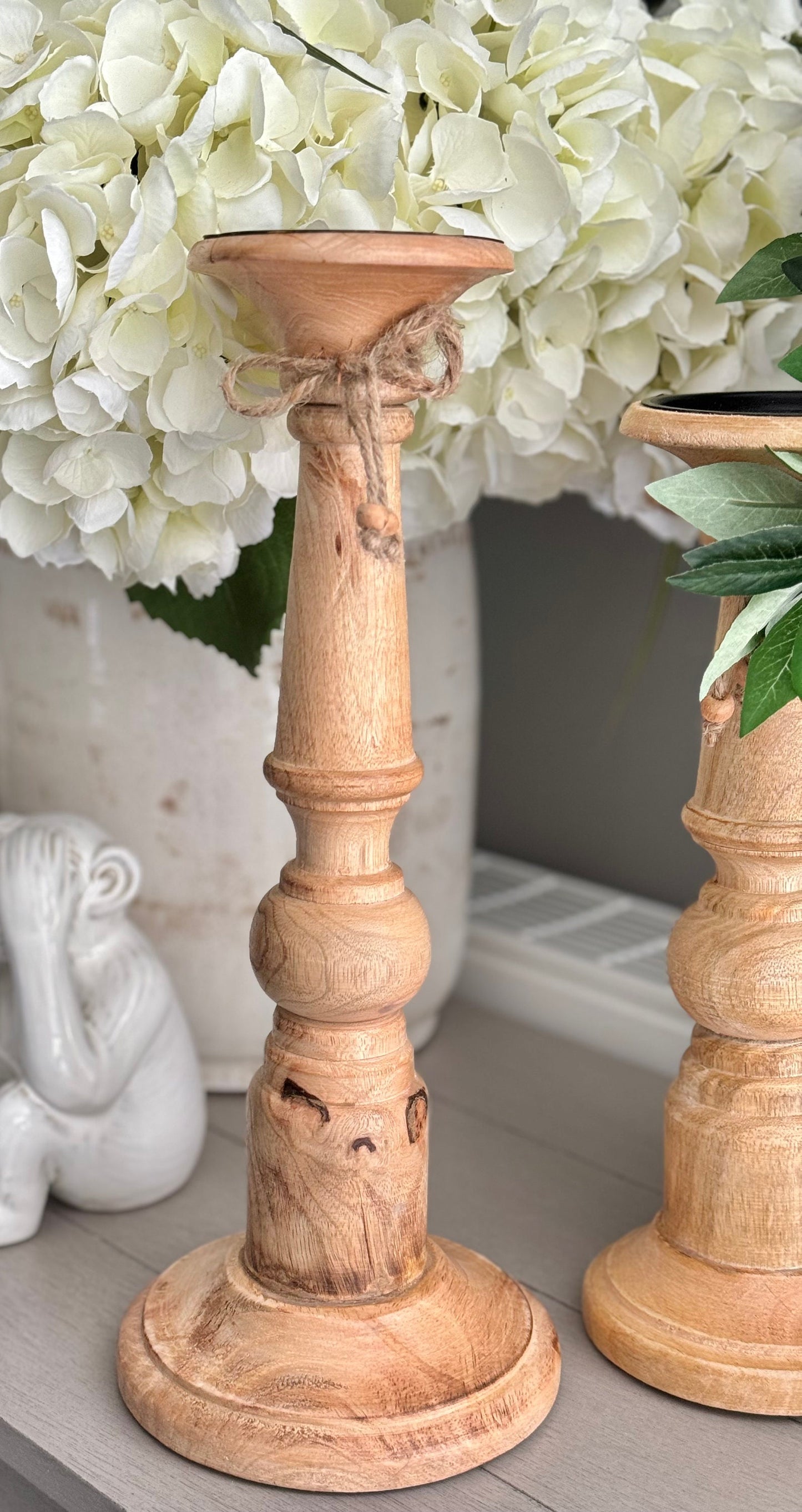 Mango Wood Candlestick  - Available  in 2 sizes