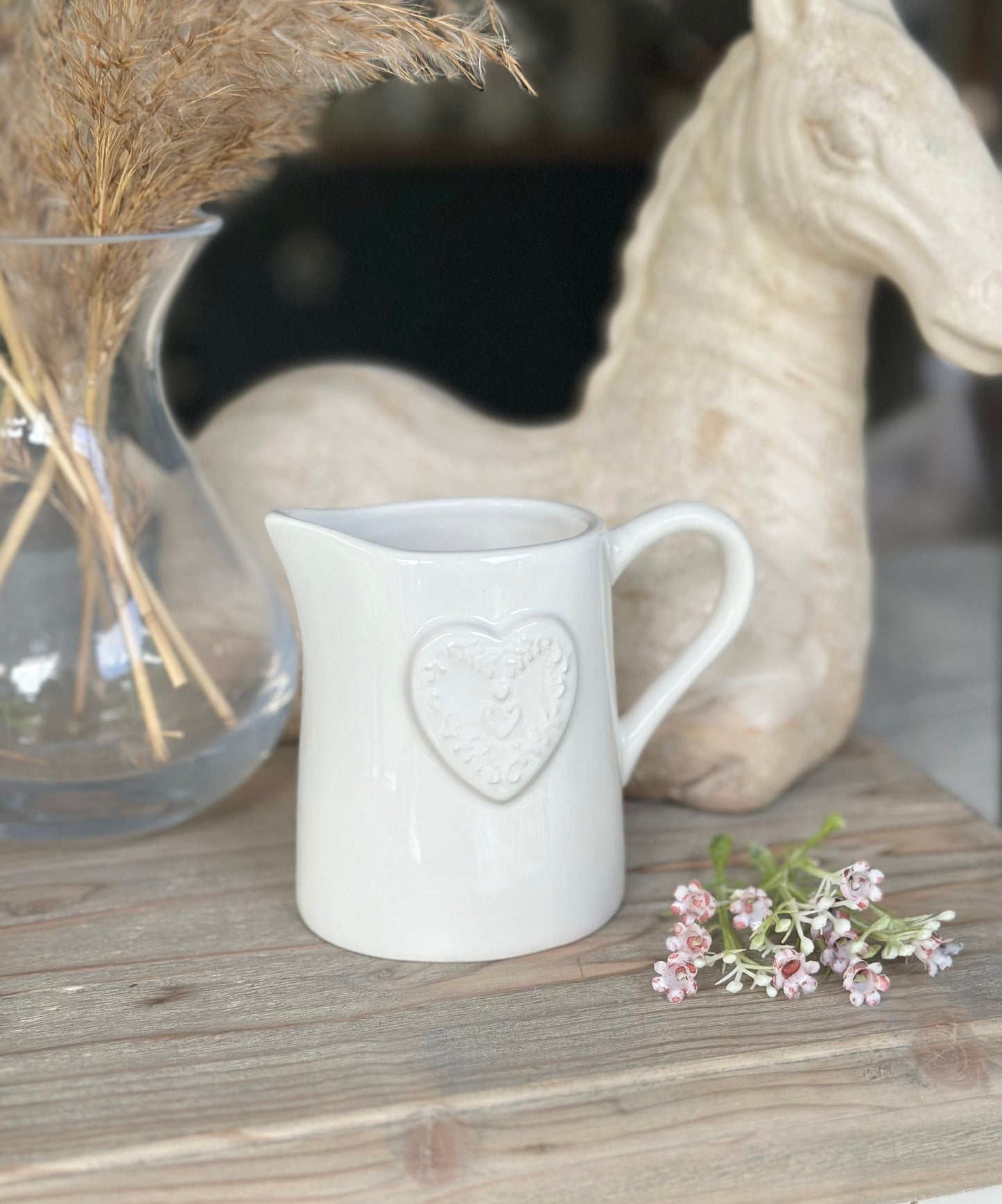 Embossed Heart Small Jug - White or Grey