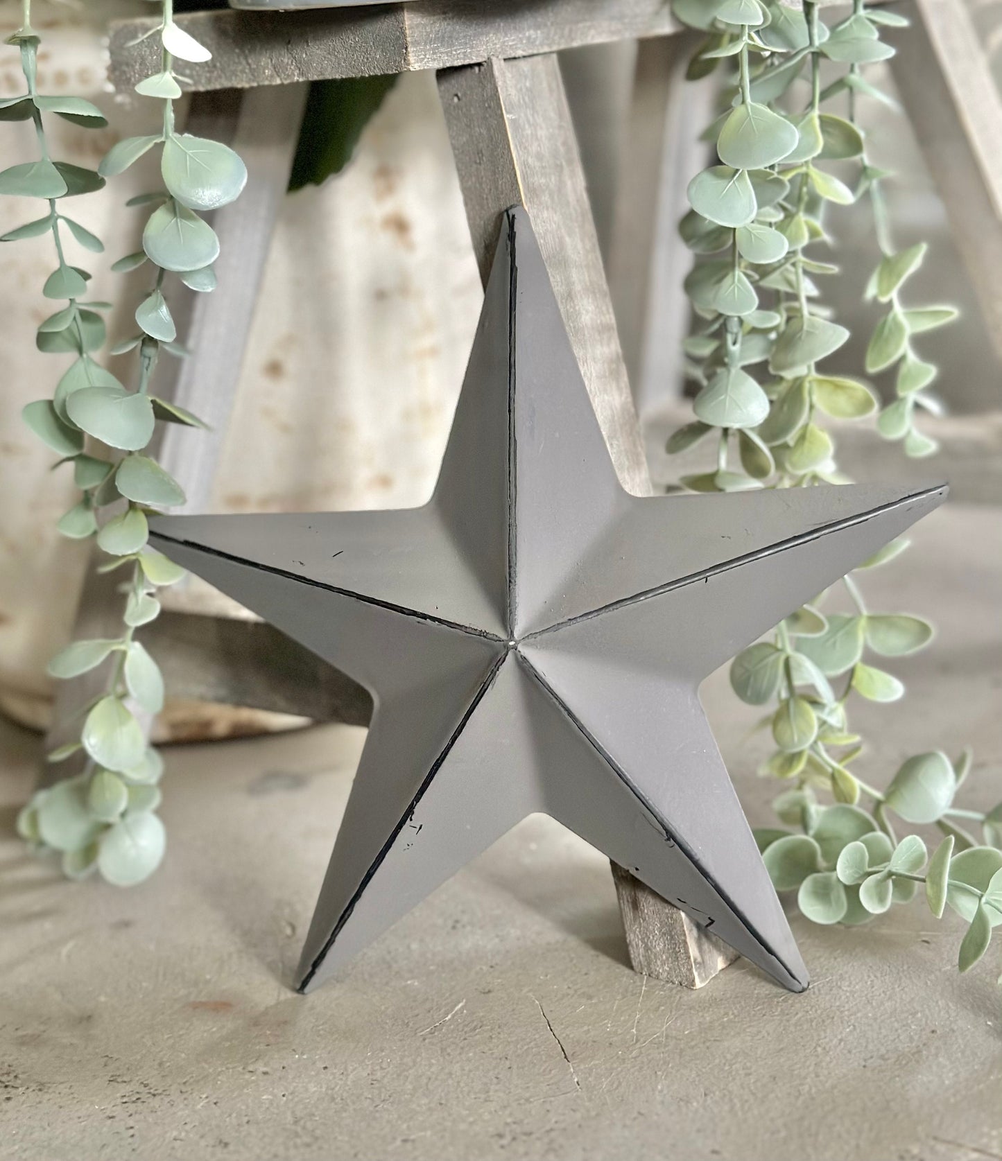 Rustic Grey Metal Barn Star