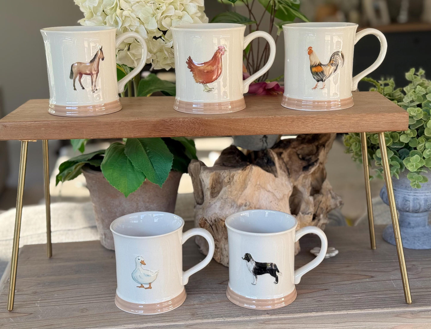 NEW Stoneware Embossed Mug - Horse, Hen, Cockerel, Duck, Dog