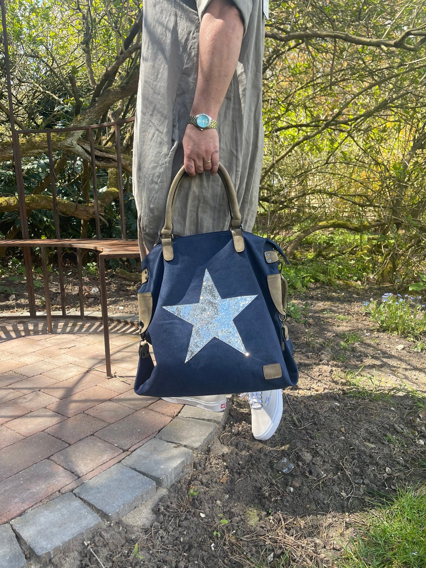 Canvas Star Bag - Navy Blue