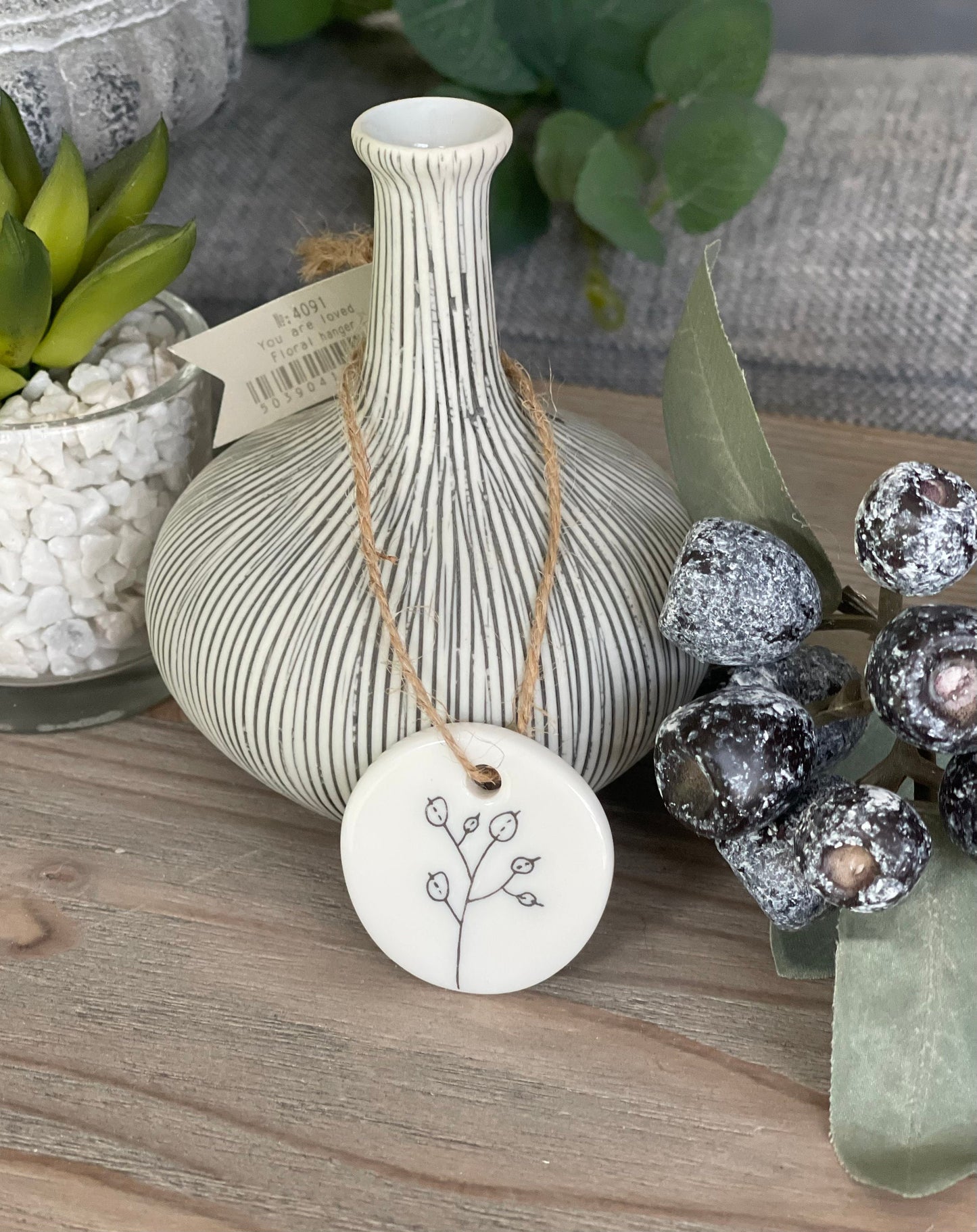 East Of India 'You Are Loved'  Porcelain Hanging Token