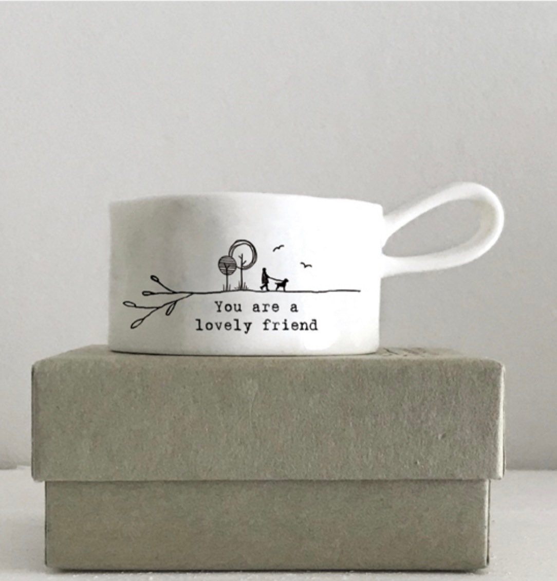 Handled "Lovely Friend" Tea Light Holder