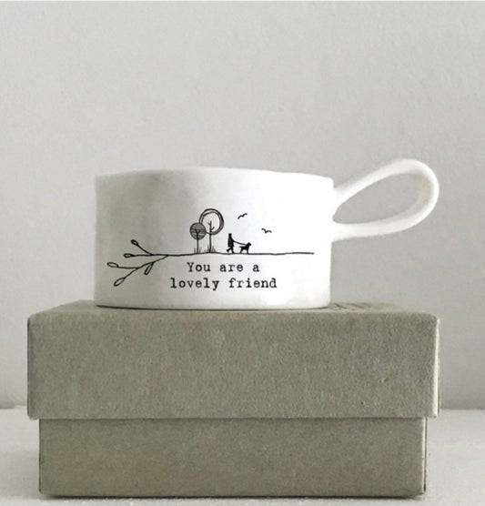 Handled "Lovely Friend" Tea Light Holder