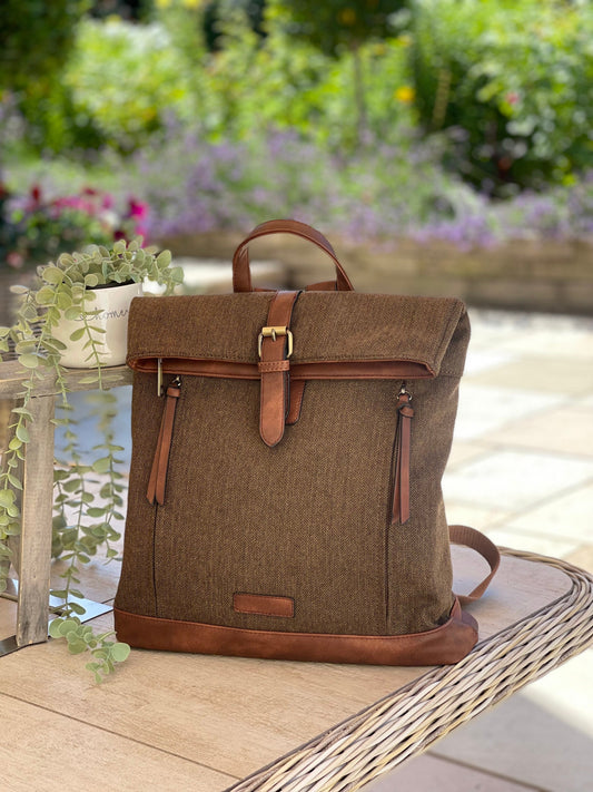 Dark Taupe Herringbone Rucksack